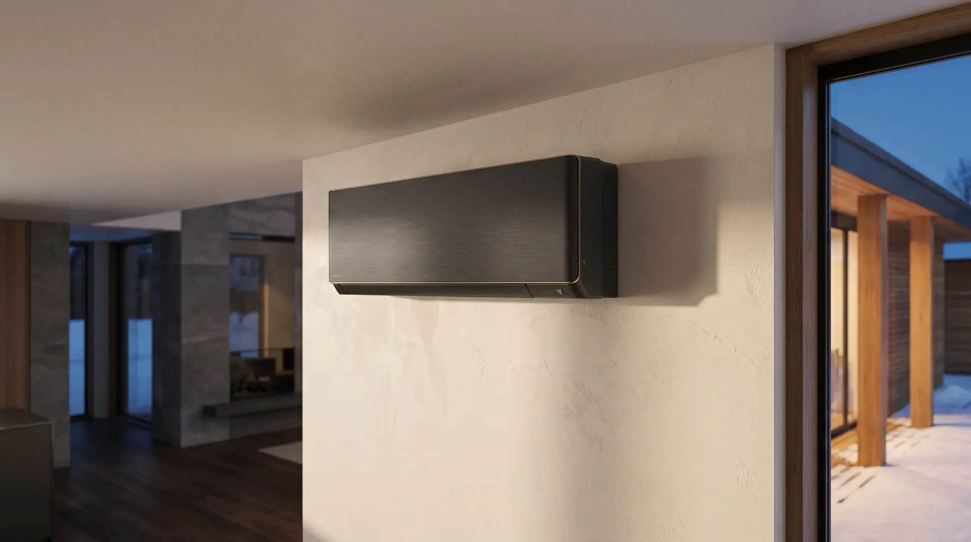 A ductless indoor unit installed in a finished room
